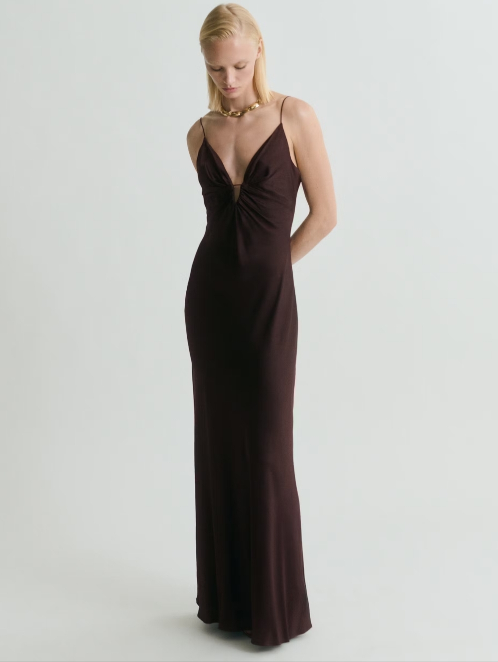 MANGO V-neck Satin Dress - Picture 6 of 7